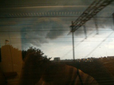 The thunderstorm, seen from the train.