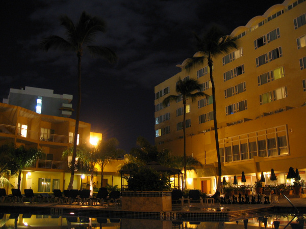 Holiday Inn, Puerto Rico, at night.