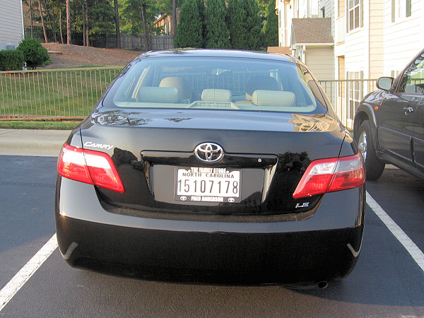 Temporary license plate for our car.