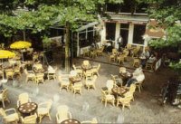 The tables outside. To be honest this picture looks better than it is in real.